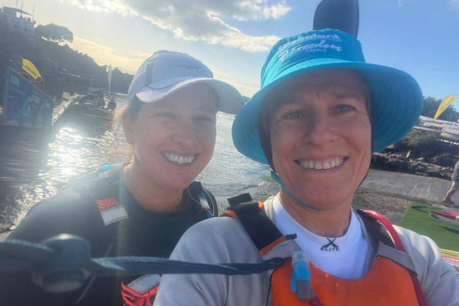 Brigitte Le Court de Billot and Jacqui De Billot paddling the Freedom Paddle 2026 double surfski long course - image 1
